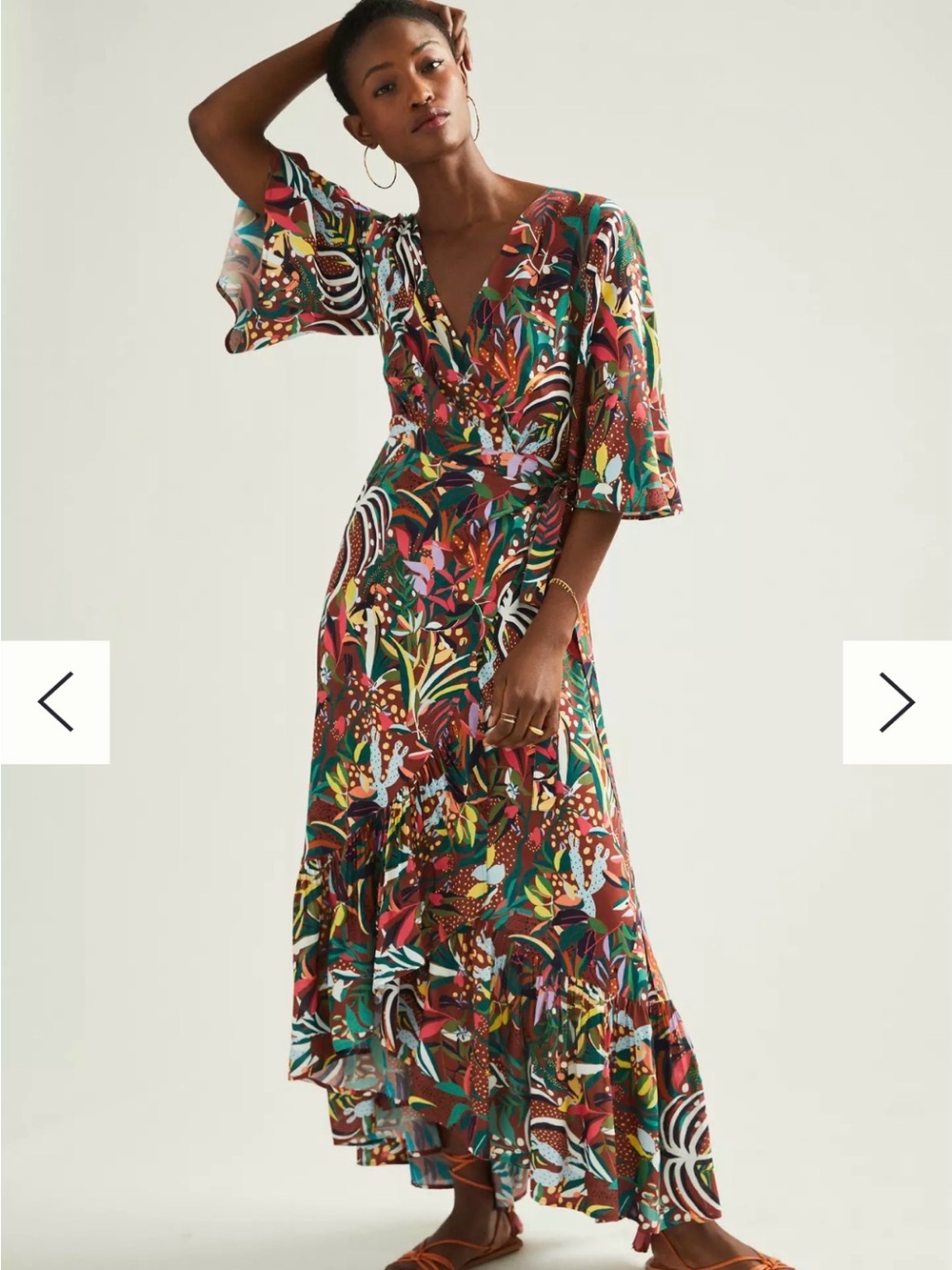 Farm Rio x Anthropologie Fiesta Wrap Botanical Maxi Dress Women’s Large Petite